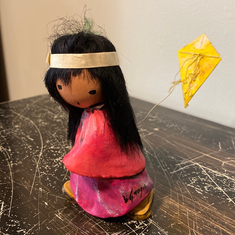 Vintage Signed Ted Degrazia figure “Away with my kite”